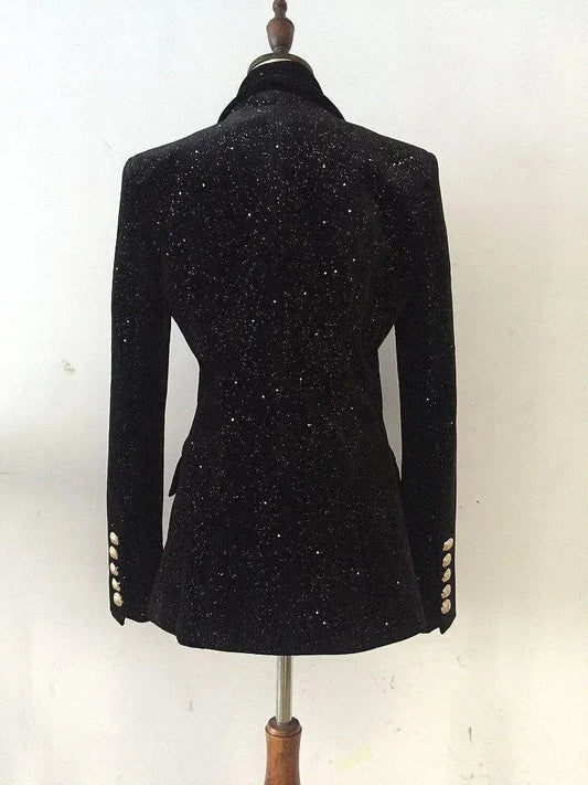 Glitzer Blazer Damen Elegant Einfarbig - IdealeKleiden