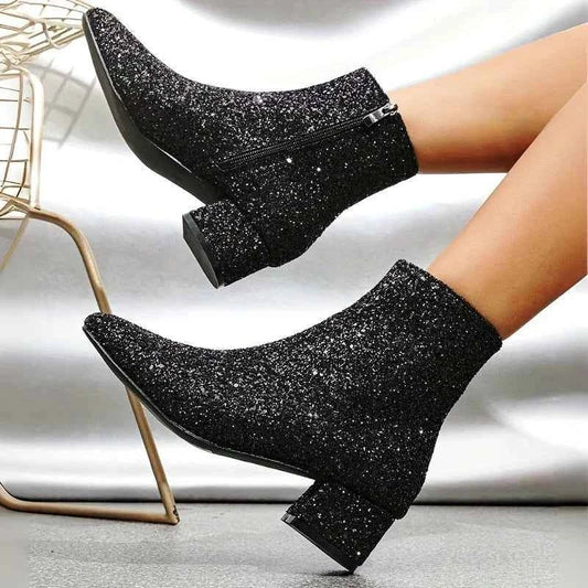 Glitzer Stiefel Damen Schuhe - IdealeKleiden