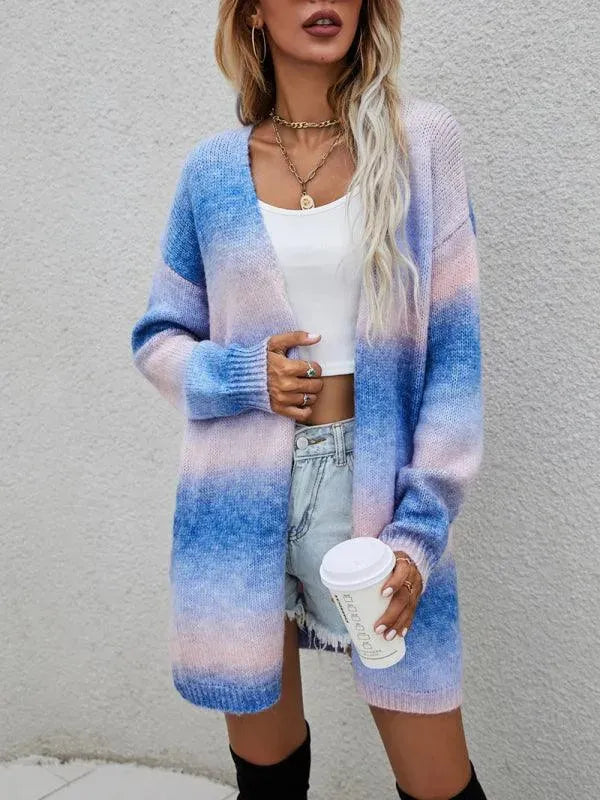 Farbenfrohe Strickjacke Damen Tie Dye Pullover