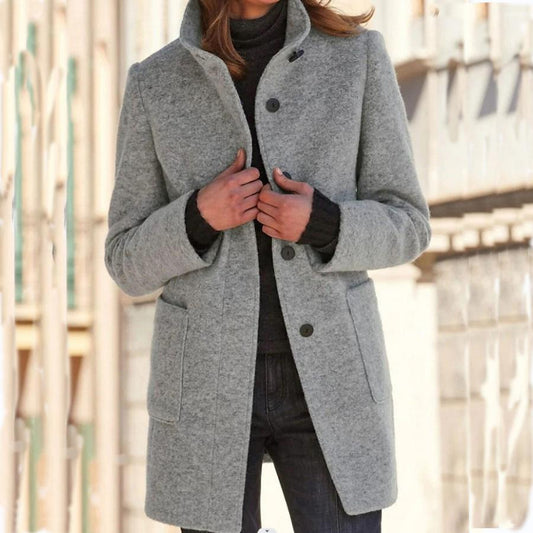 Stylisher Wintermantel mit Fronttaschen - IdealeKleiden
