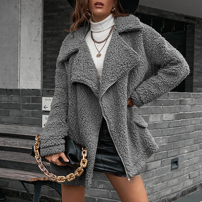 Warme Sherpa-Jacke Damen Reverskragen