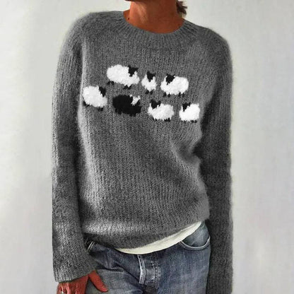 Weicher Wollpullover Schaf Design Bequem