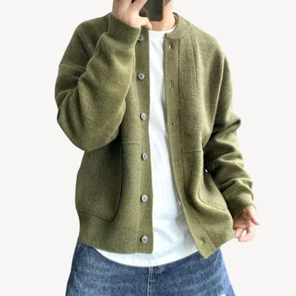 Herren Cardigan Klassisch Wollig Knopfverschluss