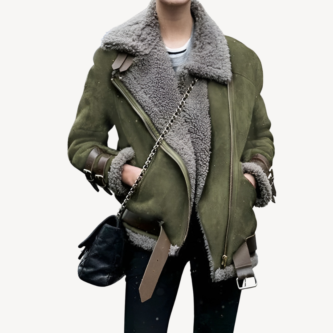 Lederjacke Damen Warm Gefüttert Bikerstil