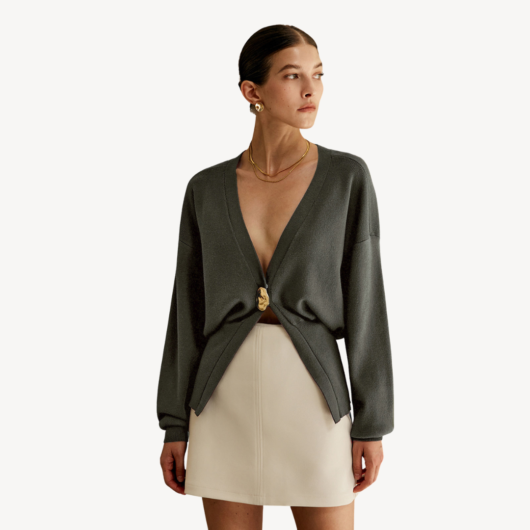 Damen Strickcardigan V-Ausschnitt Modern