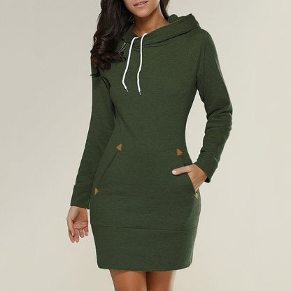 Längeres Kapuzenkleid Lässig Chic