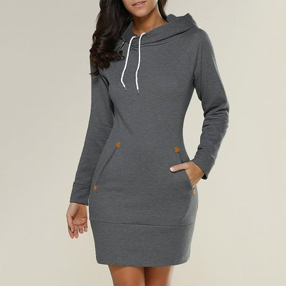 Längeres Kapuzenkleid Lässig Chic