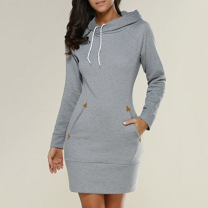 Längeres Kapuzenkleid Lässig Chic
