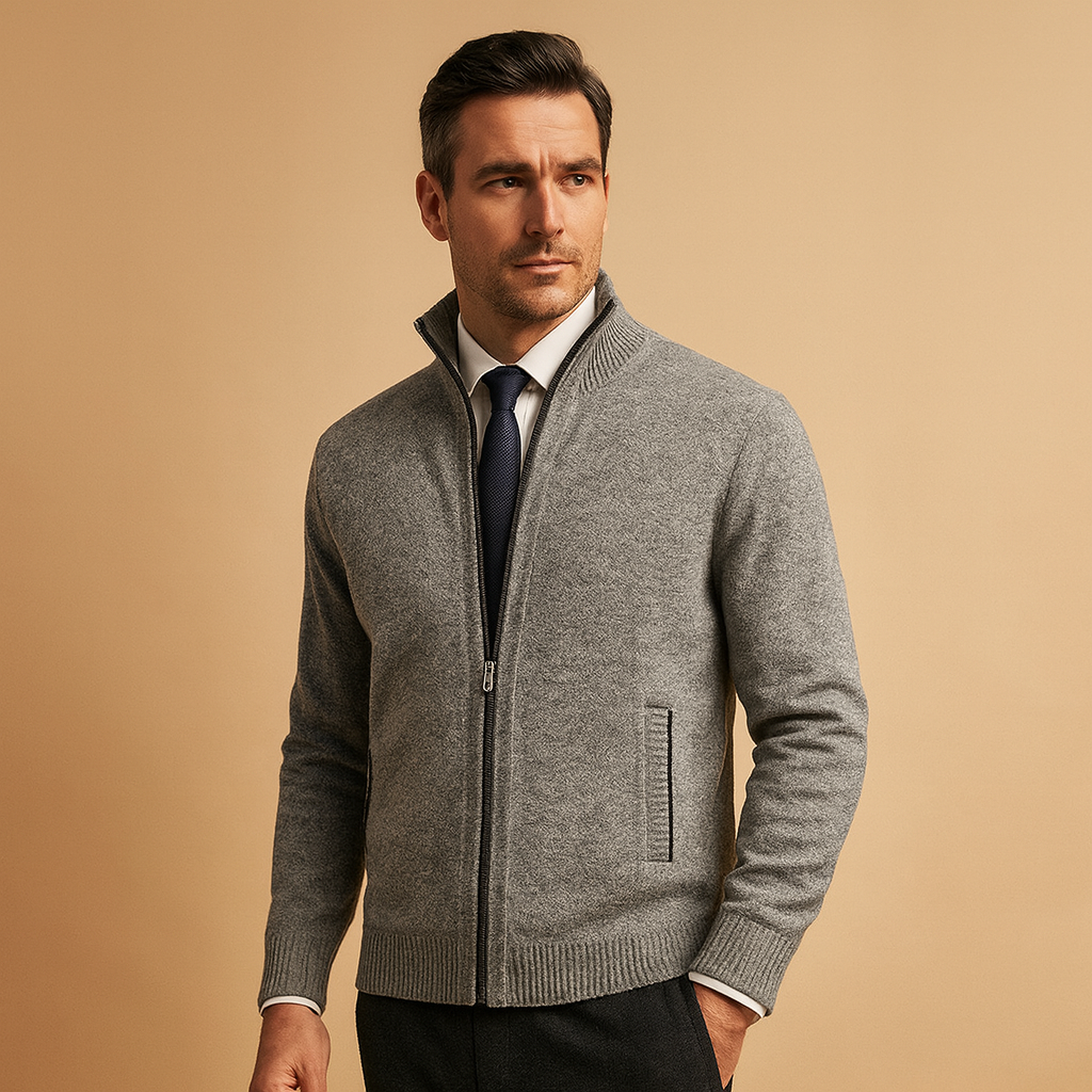 Herren Pullover Reißverschluss V-Ausschnitt