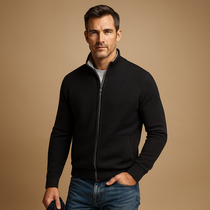 Herren Pullover Reißverschluss V-Ausschnitt