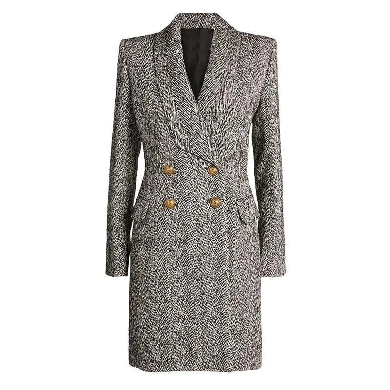 Stylisher Wintermantel Fischgrat Damen