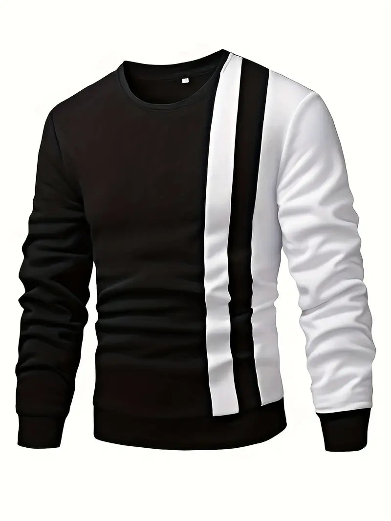 Herren Pullover Farbblock Rundhals Modern - IdealeKleiden