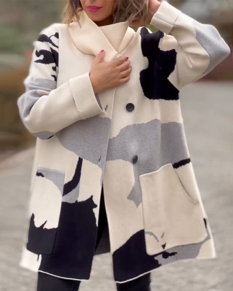 Stylische Damenjacke Langärmlig Trendy Druck