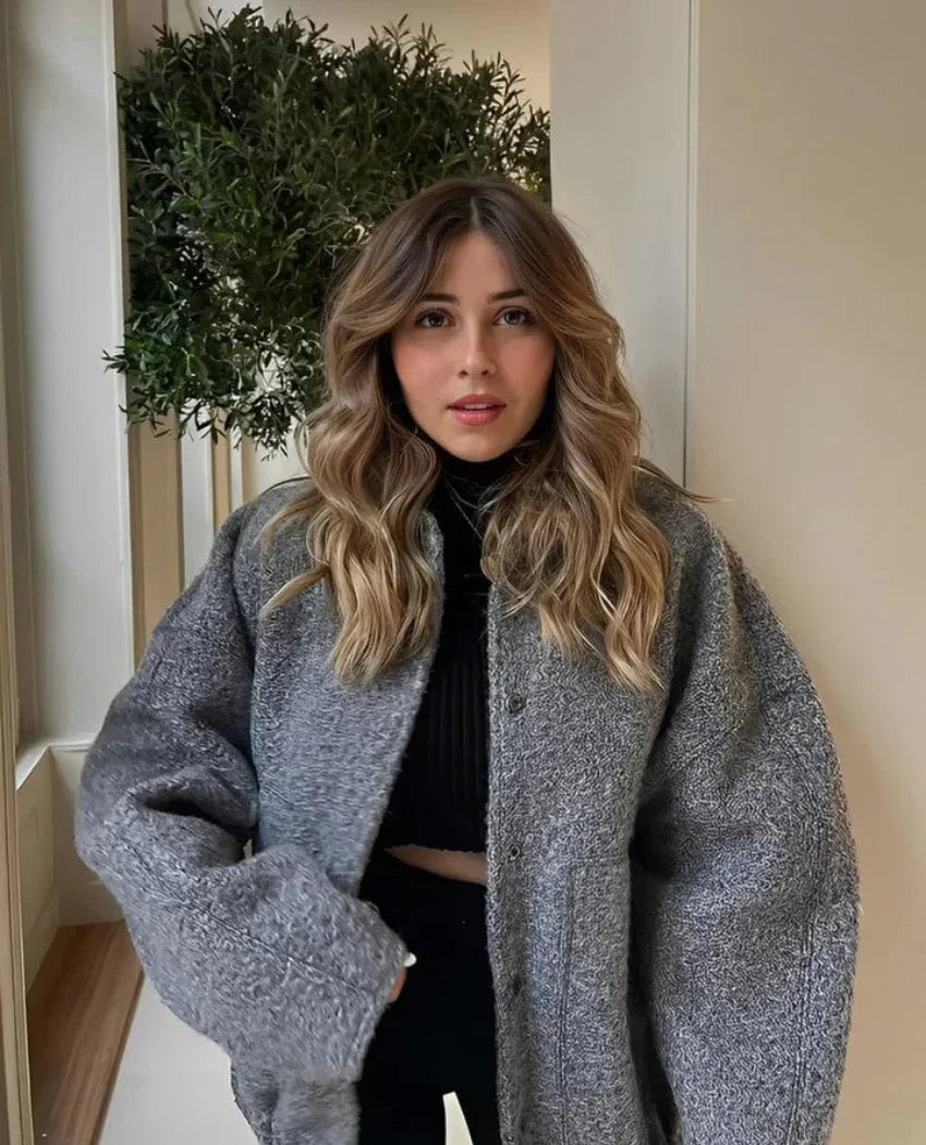 Übergröße Wolljacke Damen Warm