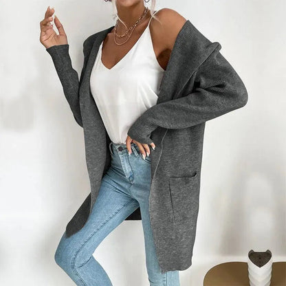 Elegante Damen Strickjacke Pullover mit Feinem Muster