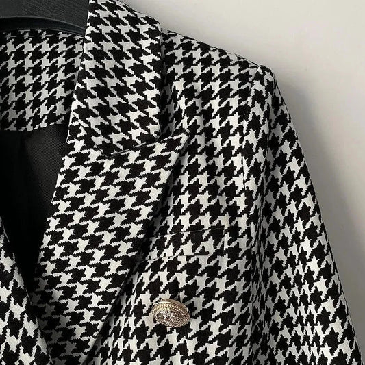 Stylischer Blazer Damen - Lässig - Karo - IdealeKleiden