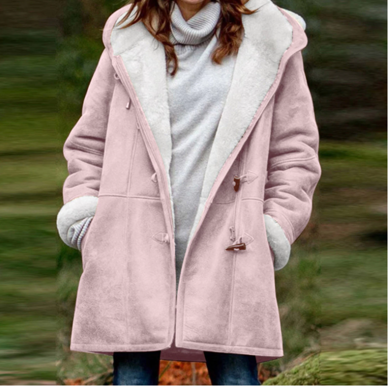 Winter Duffle Coat Warm Wildleder Kapuze - IdealeKleiden