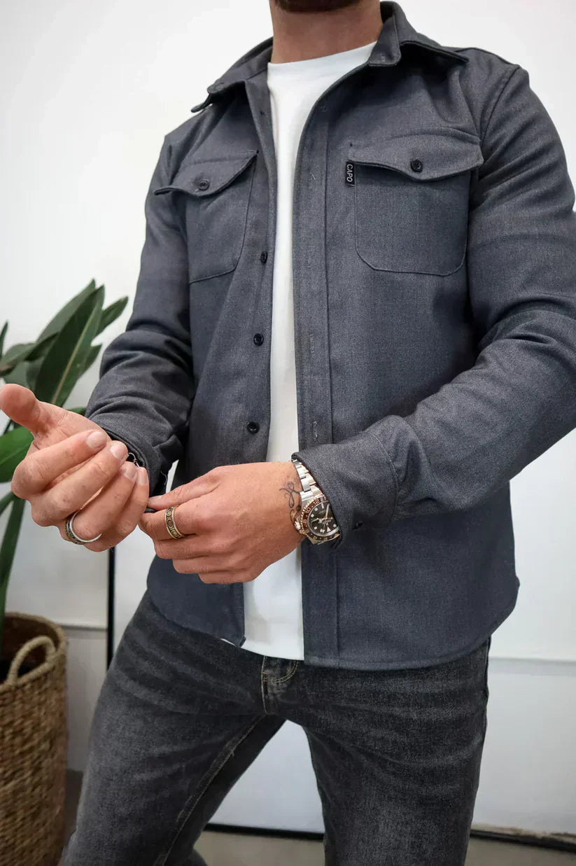Herren Overshirt Baumwolle Knopfleiste Modern