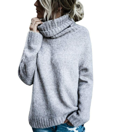 Weicher Rollkragenpullover Grau Oversized Cashmere Winter - IdealeKleiden