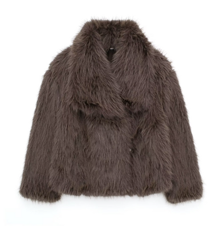 Oversized Pelzjacke Kurz Design Schal Kragen