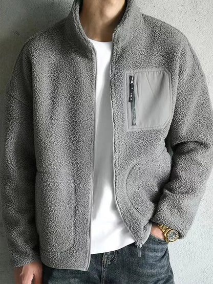 Herren Zip-Jacke Warm mit Viel Taschen