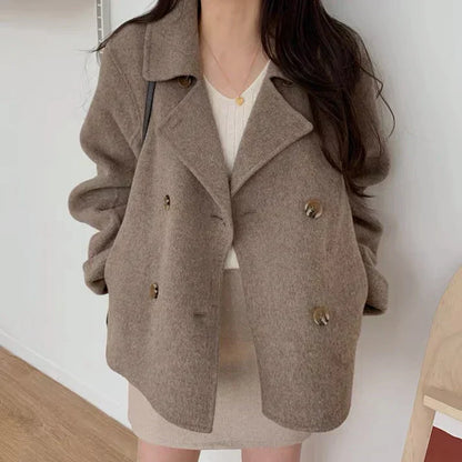 Mantel mit Doppelknöpfen Oversized Wollmix - IdealeKleiden