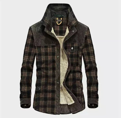 Herren Sherpa Jacke Karo Muster Warm gefüttert