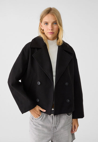 Kurzer Damen Wintermantel Zweireihe Elegant