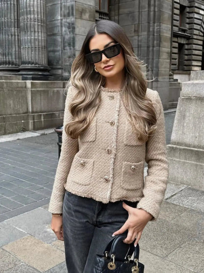 Stilvolle Damenjacke Tweed Kurzmodell
