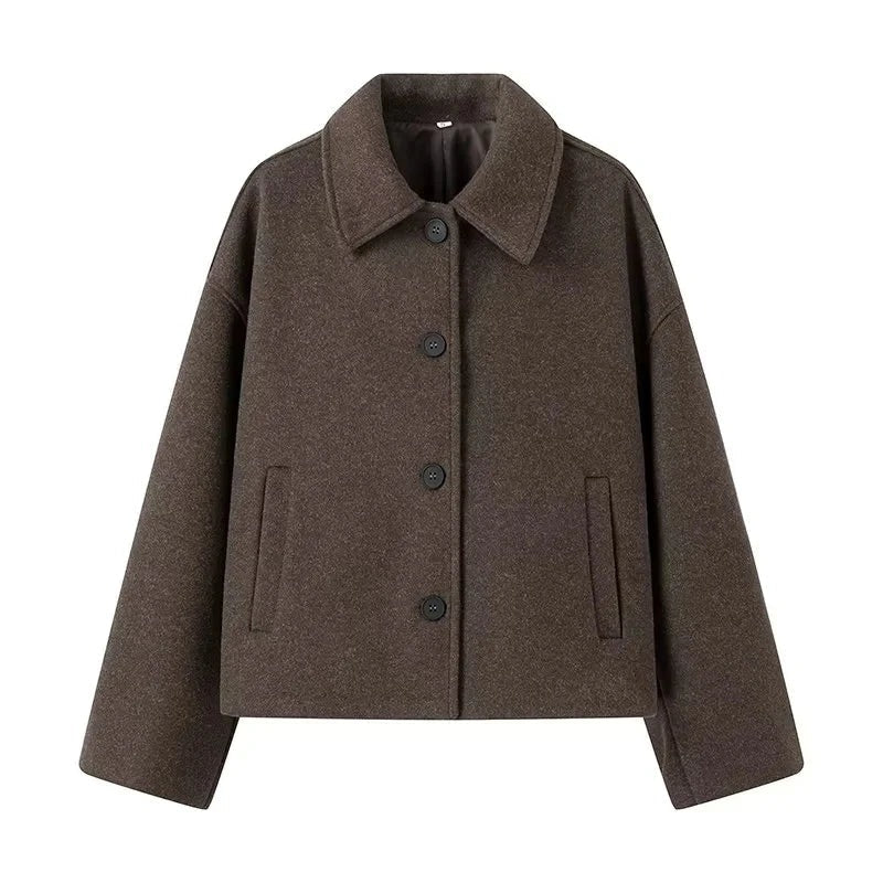 Eleganter Wollmantel Boxy Schnitt Knöpfe - IdealeKleiden
