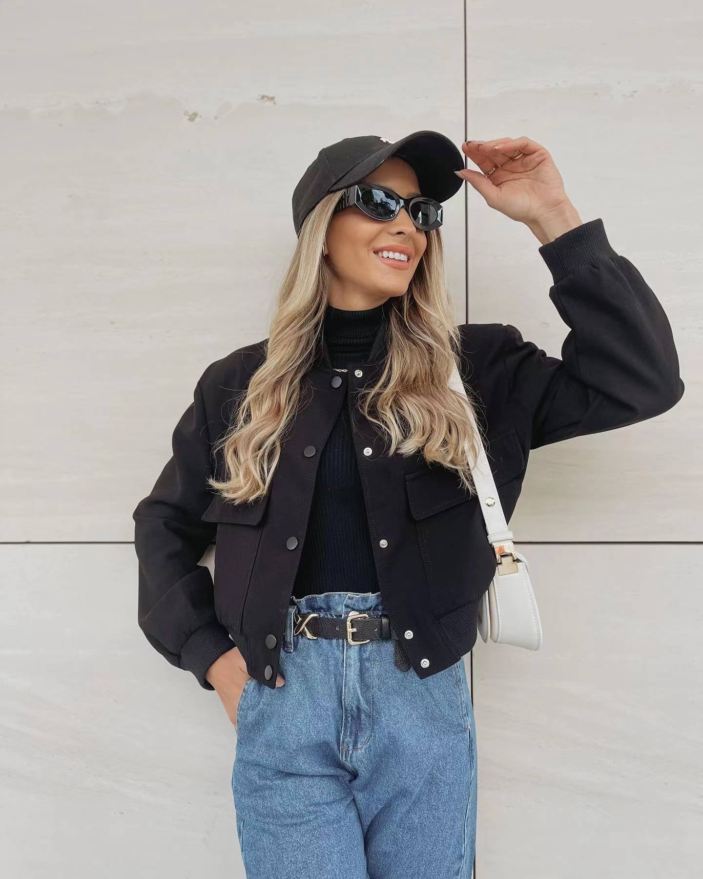 Praktische Cropped Jacke Modern Urban Style - IdealeKleiden