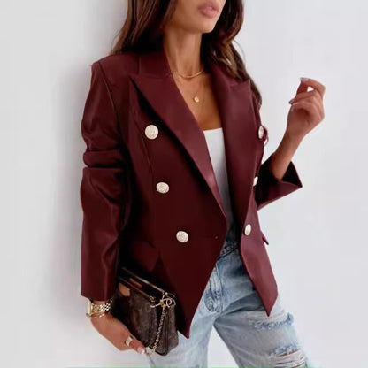 Lederblazer Damen Taillierte Passform Doppelt Gefüttert