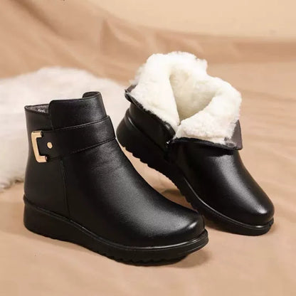 Warm Gefütterte Stiefeletten Leder Schnalle