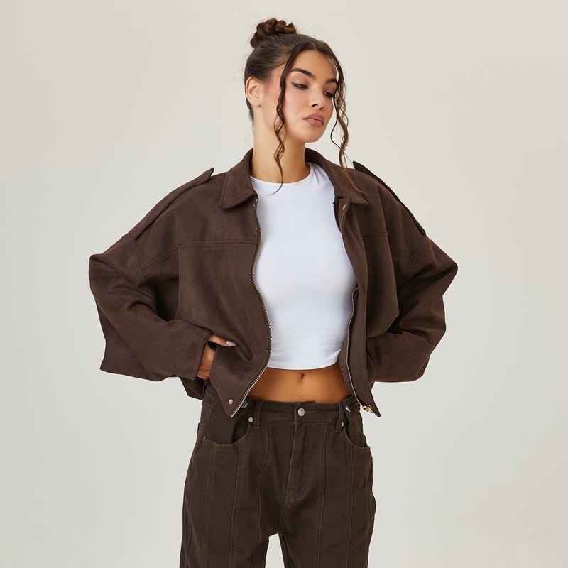 Elegante Lederjacke Bomber Style