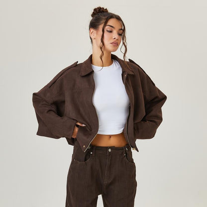 Elegante Lederjacke Bomber Style
