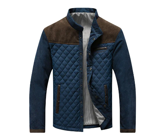 Winterjacke Gepolstert Stehkragen Wildleder Optik - IdealeKleiden