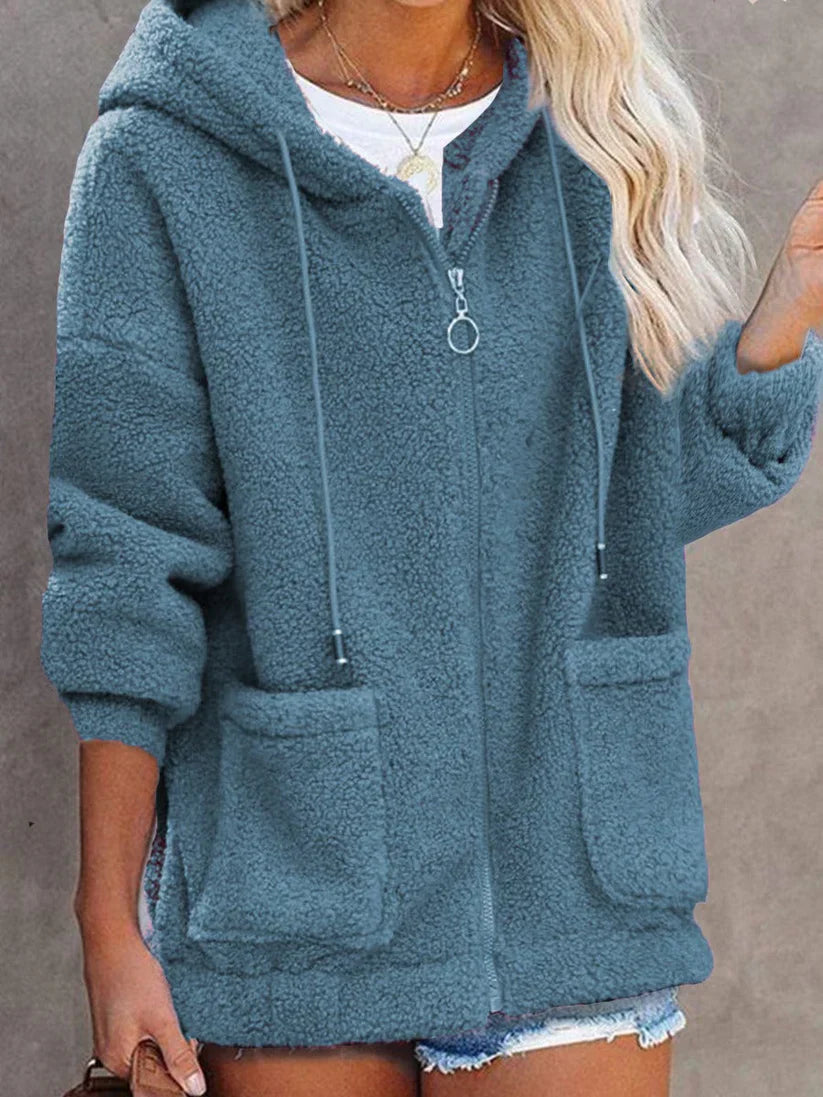 Freya - Plüschjacke Oversized mit Reißverschluss