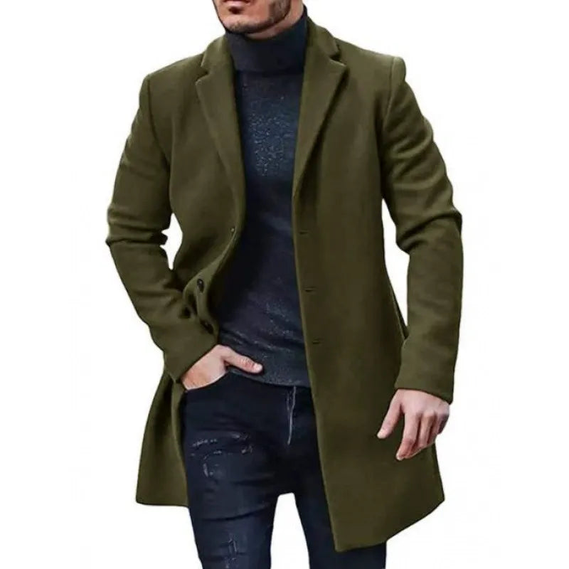 Modisch Kleid Damen Wollmischung Mittellang Knopfverschluss
