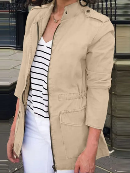 Bequeme Cargojacke Relaxed Fit Baumwolle Reißverschluss