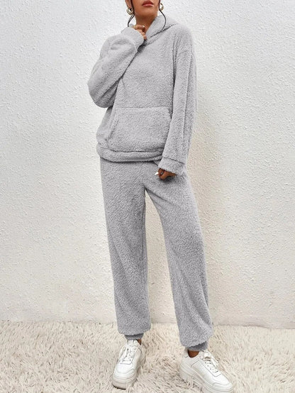 Bequeme Lounge-Satz Teddy-Fleece Kapuzenjacke