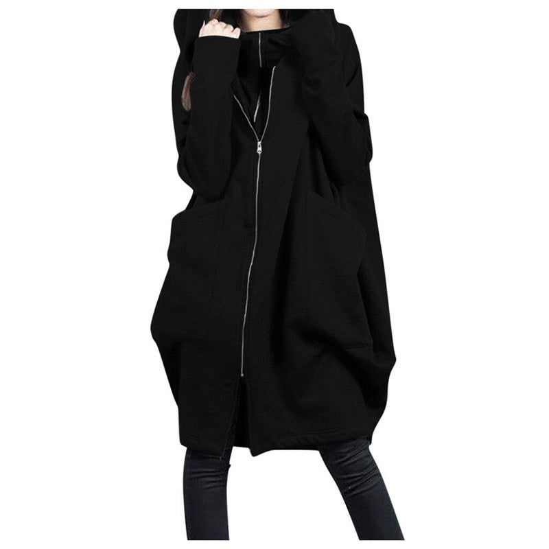 Damen Mantel Oversized Kapuze Weich - IdealeKleiden