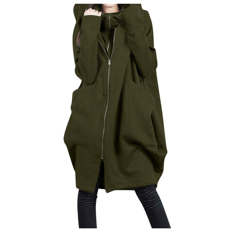 Damen Mantel Oversized Kapuze Weich