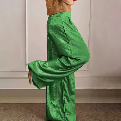 Elegante Maxikleid Hohe Taille Seidig Leicht