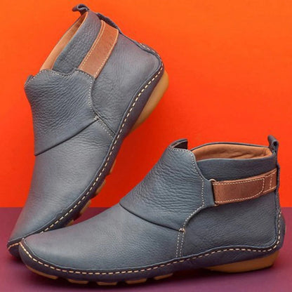 Damenschuhe Stiefeletten Leder Runder Zehe Schnürsenkel Bequem