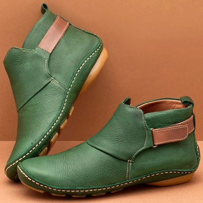 Leder Stiefel Damen Rundzehen Lässig