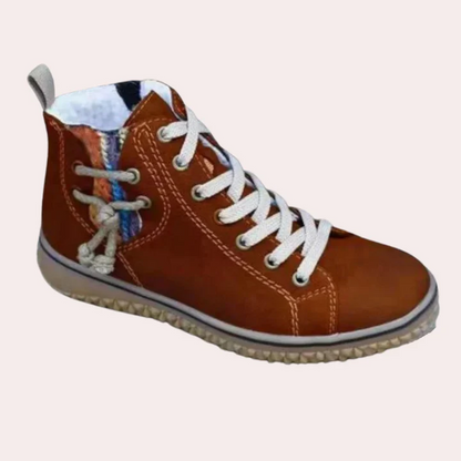 Damenschuh Stiefel Glattes Leder Schnürung - IdealeKleiden