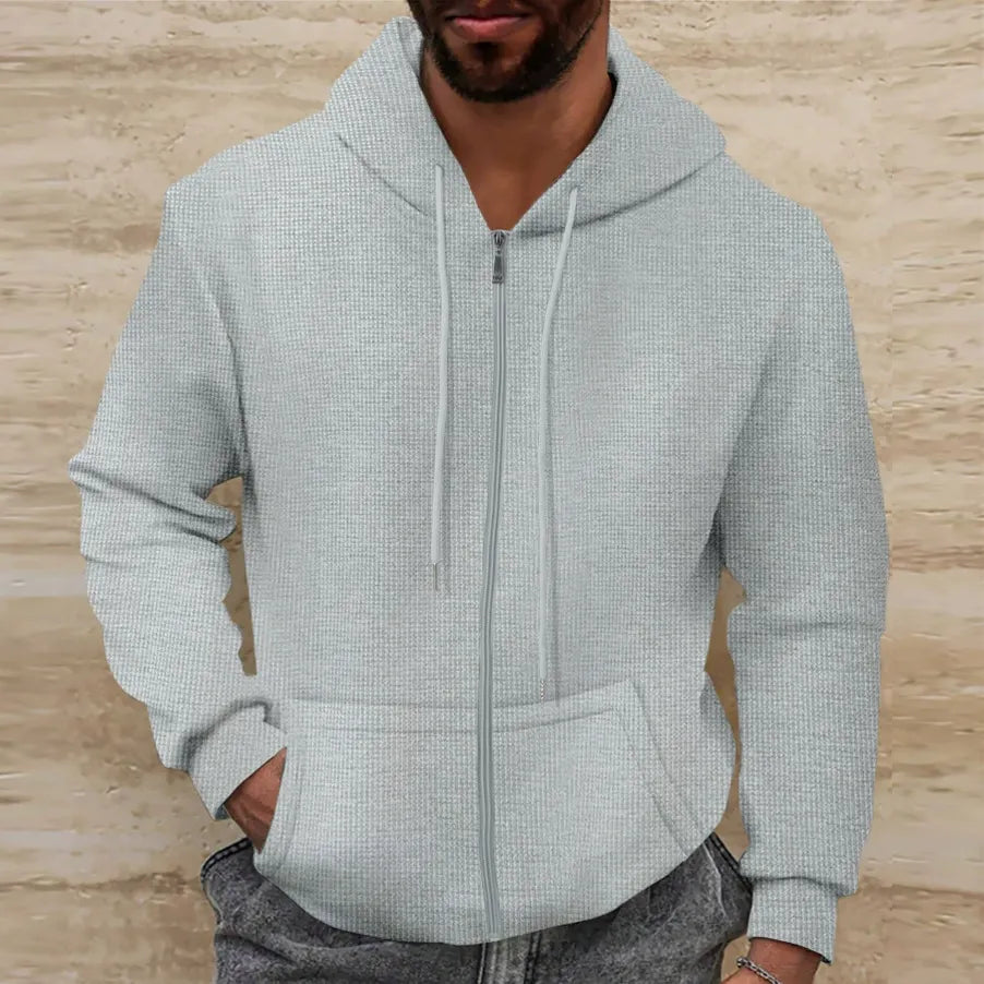 Kapuzenpullover Waffelstruktur Regular Fit Reißverschluss Lässig