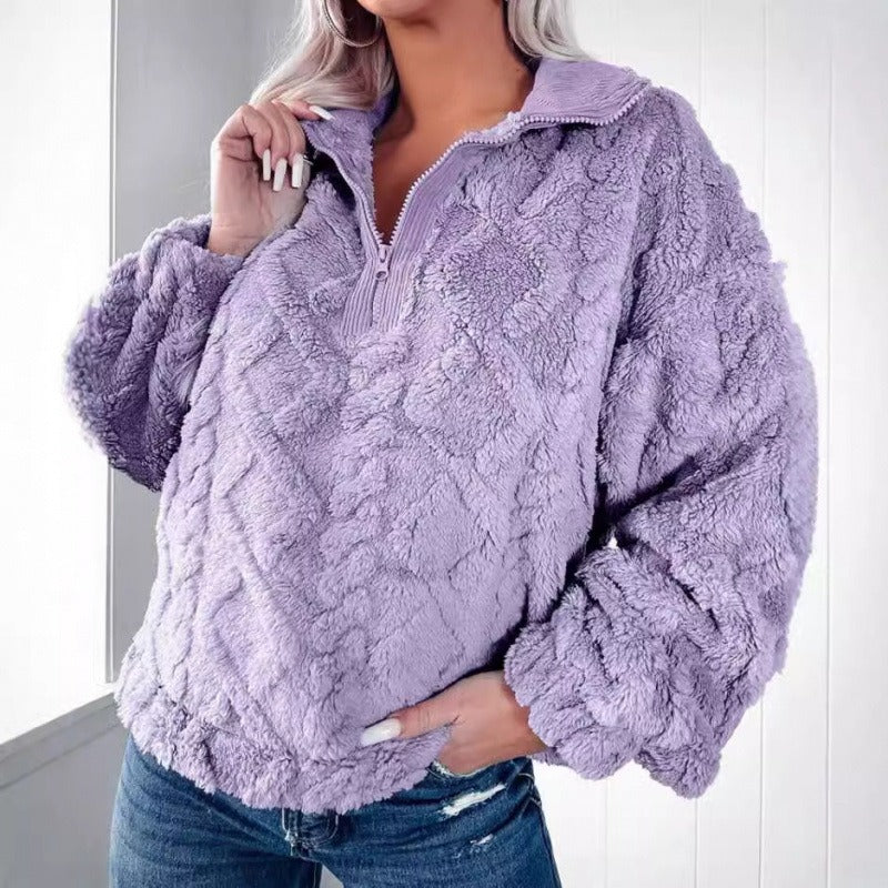 Weite Fleece-Kleidung mit Halb-Reißverschluss