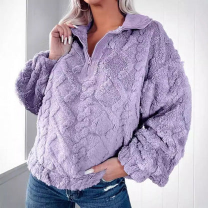 Weite Fleece-Kleidung mit Halb-Reißverschluss
