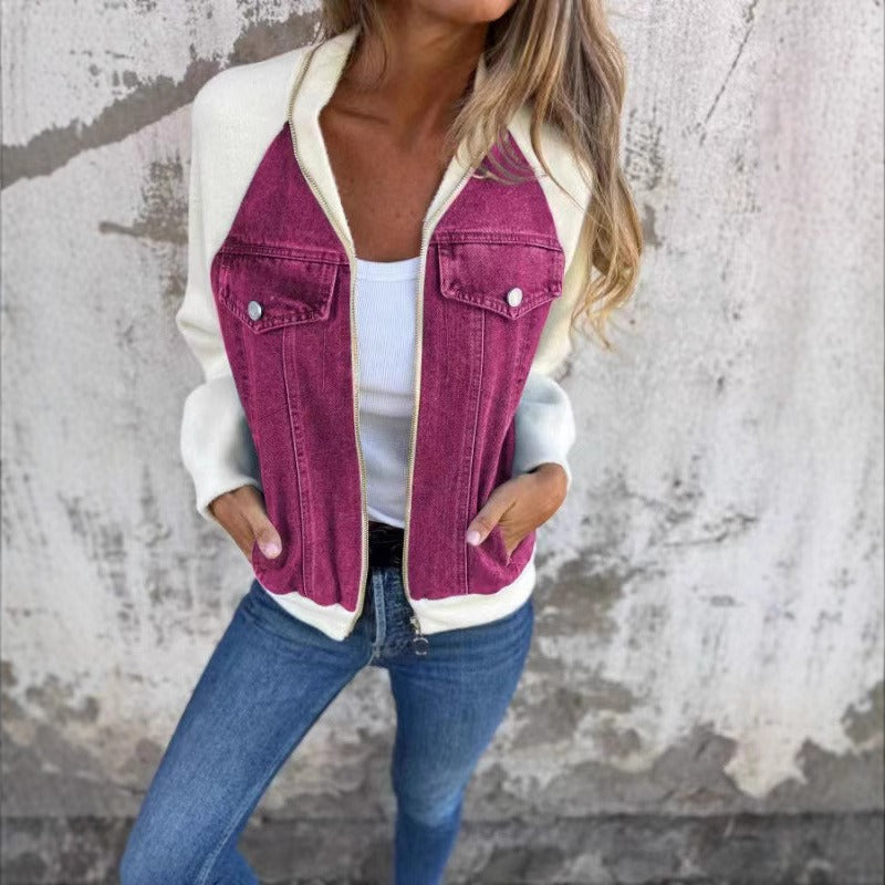 Modisches Damenkleid Jeans Lockere Passform Lange Ärmel